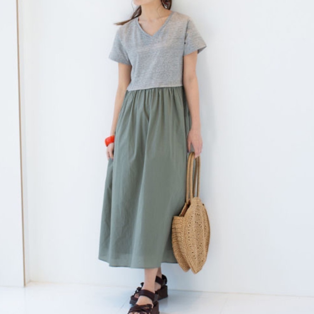 B:MING BY BEAMS Two Tone Midi 100% Cotton Dress One Size